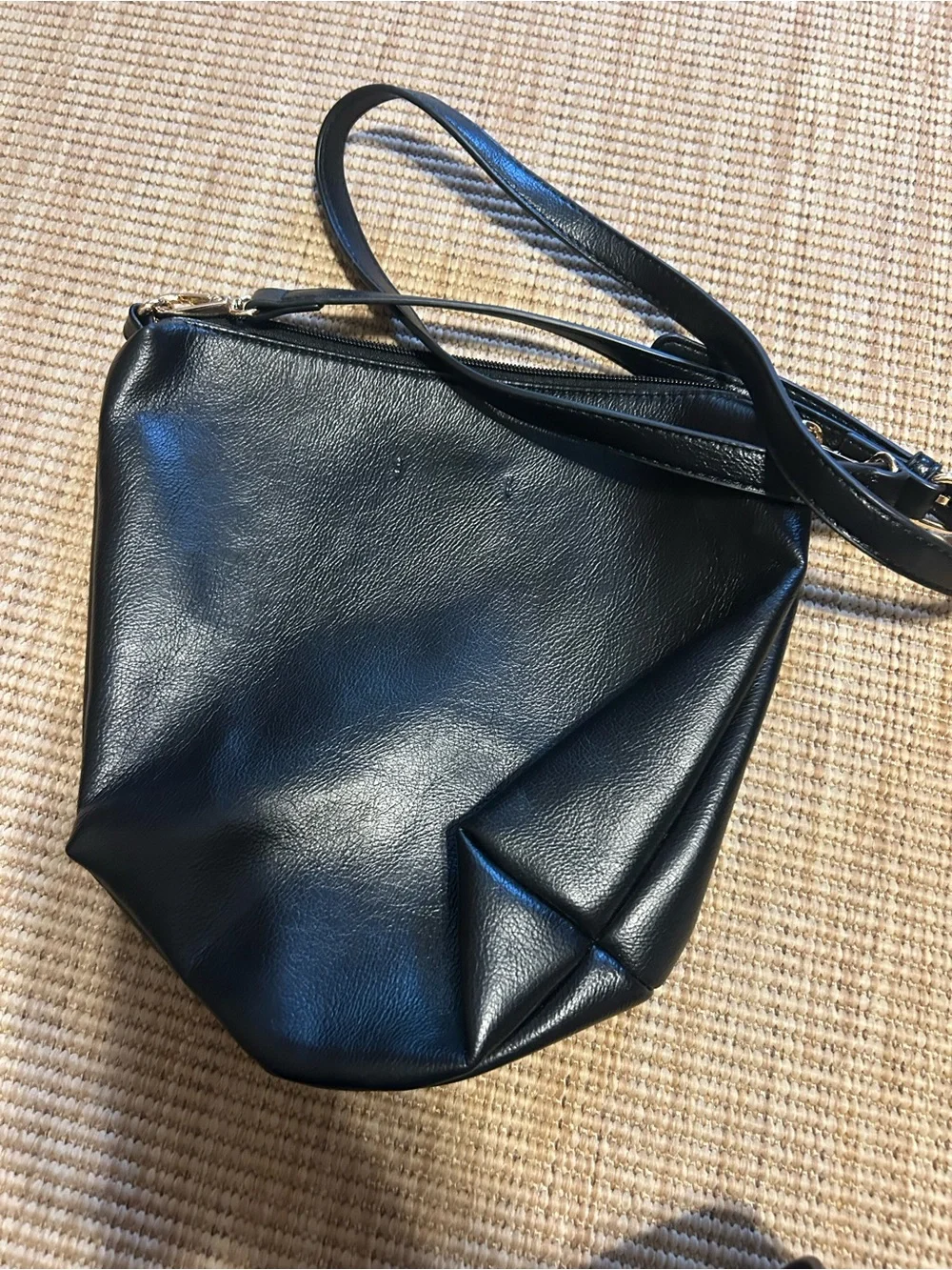 Anthropologie Black Leather Hobo Tote